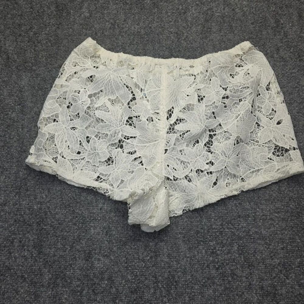 White Floral Lace Swim Cover-Up Shorts Size M 8-10